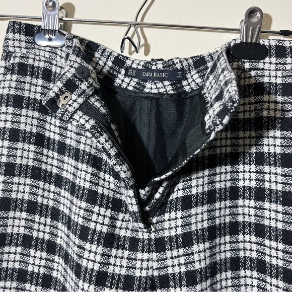Zara Basic Plaid Tartan Wool Blend 3 Pocket Trouser Pants XS - Picture 6 of 10